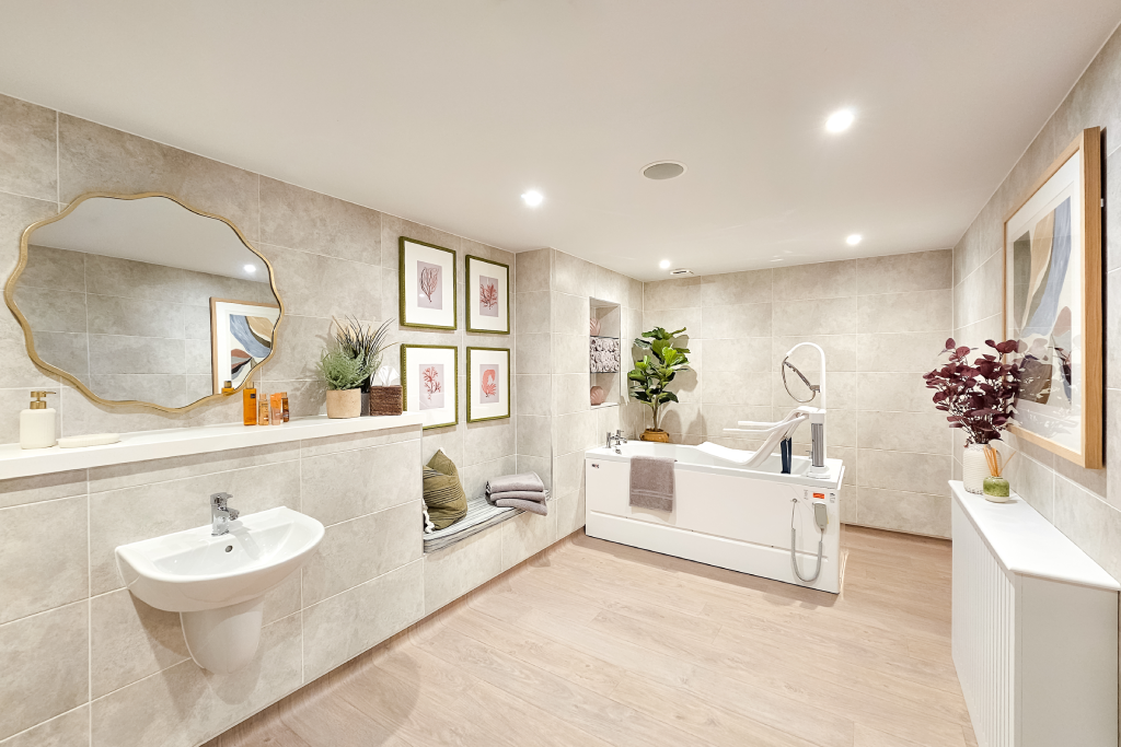 Assisted bathroom with a specialist bath and hoist seat at The Maltings Care Home, Bridlington